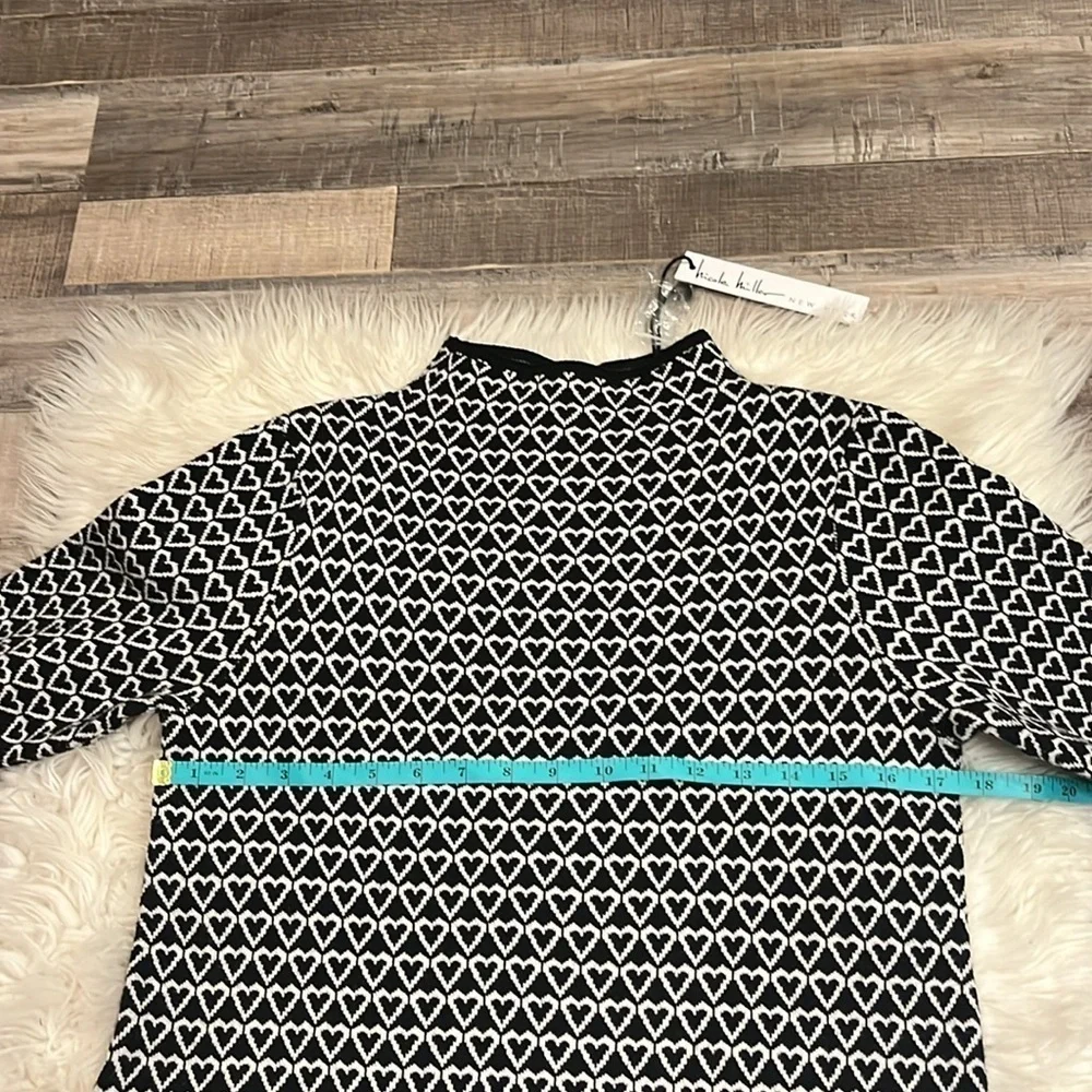 NWT Nicole Miller sweater dress mini heart print S